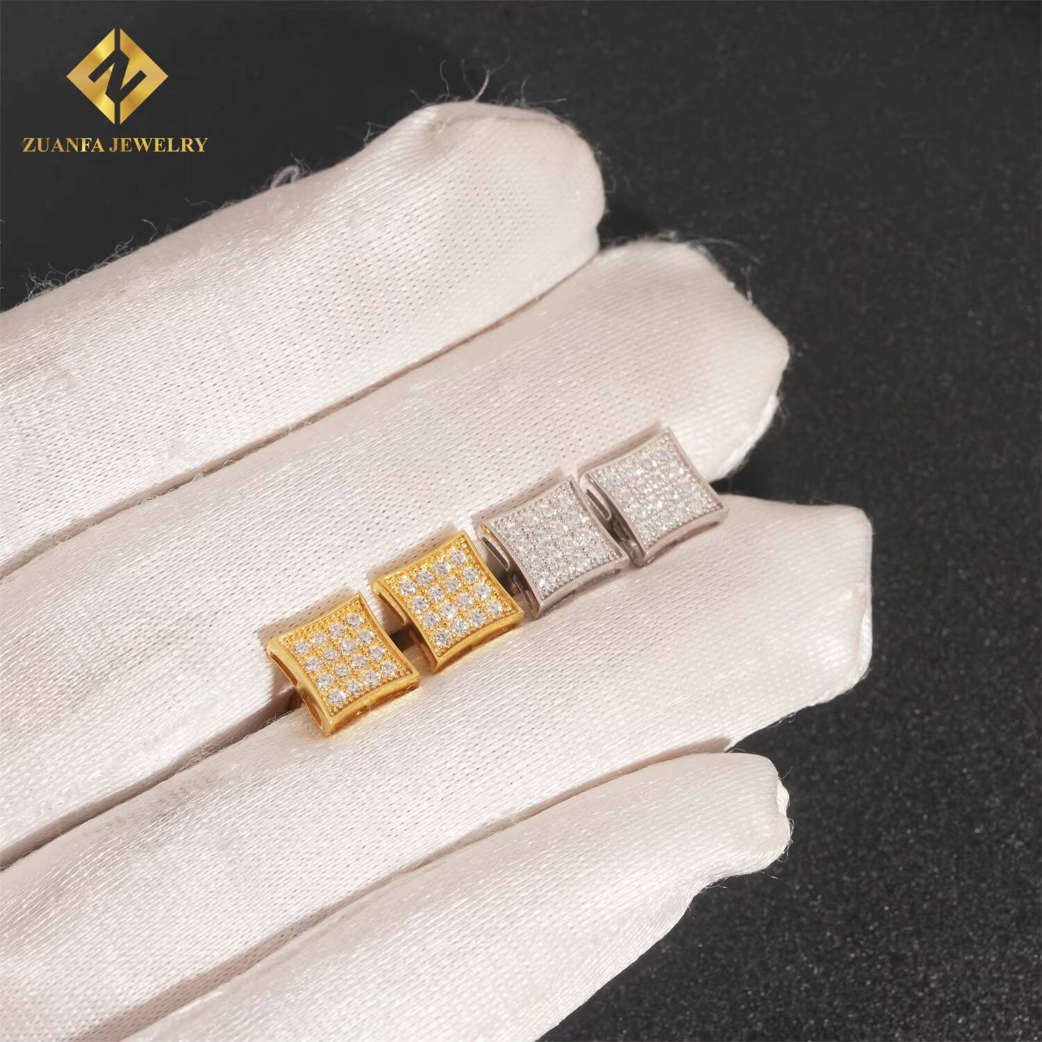 Ready to Ship Wholesale Hip Hop Jewelry Ear Studs VVS Moissanite Diamond 925 Sterling Silver Iced Out Stud Earring Men Women