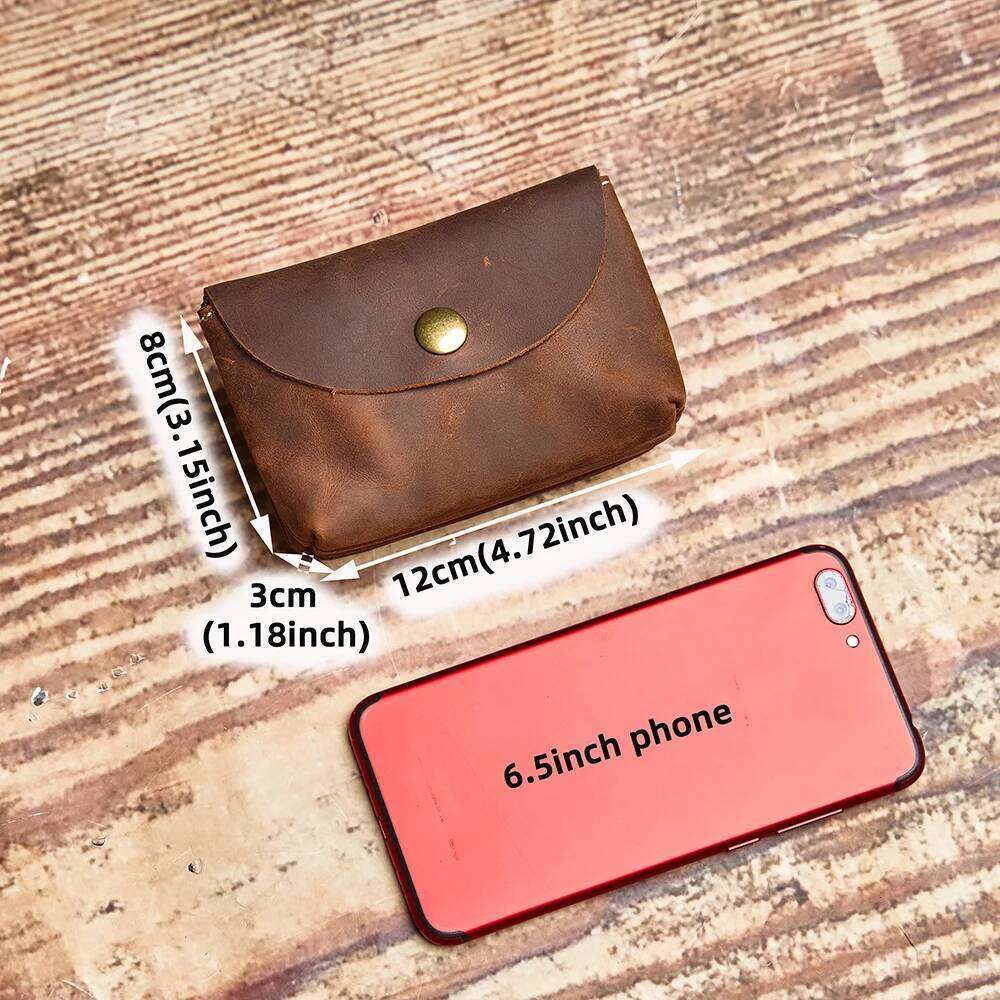 NUPUGOO Genuine Leather Retro Purse Men's Double Wallet Small Card Men And Women Universal Coin Key Bag Z260130