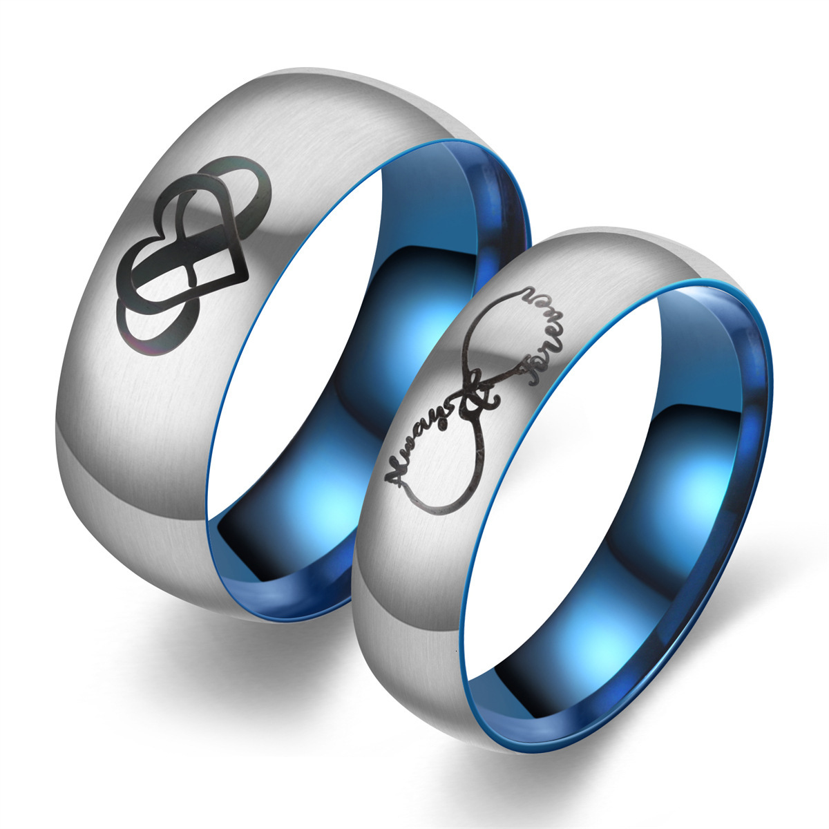 Fashion New Matte Blue Crown Heart LOVE King Queen Exclusive Source