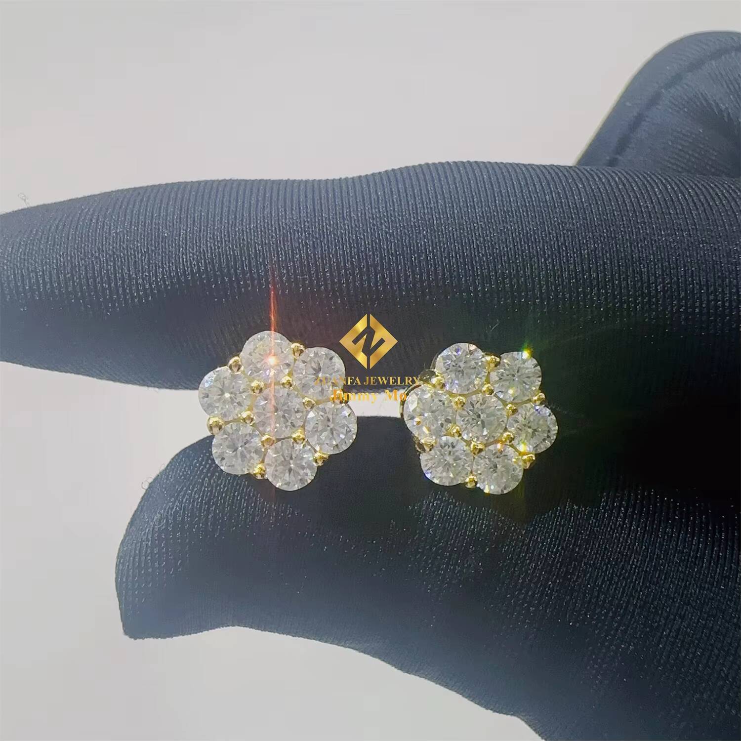 8mm 12mm 15mm Hip Hop Earring Factory Cheap Price 925 Silver Iced Out Jewelry VVS Moissanite Diamond Men Stud Flower Earrings