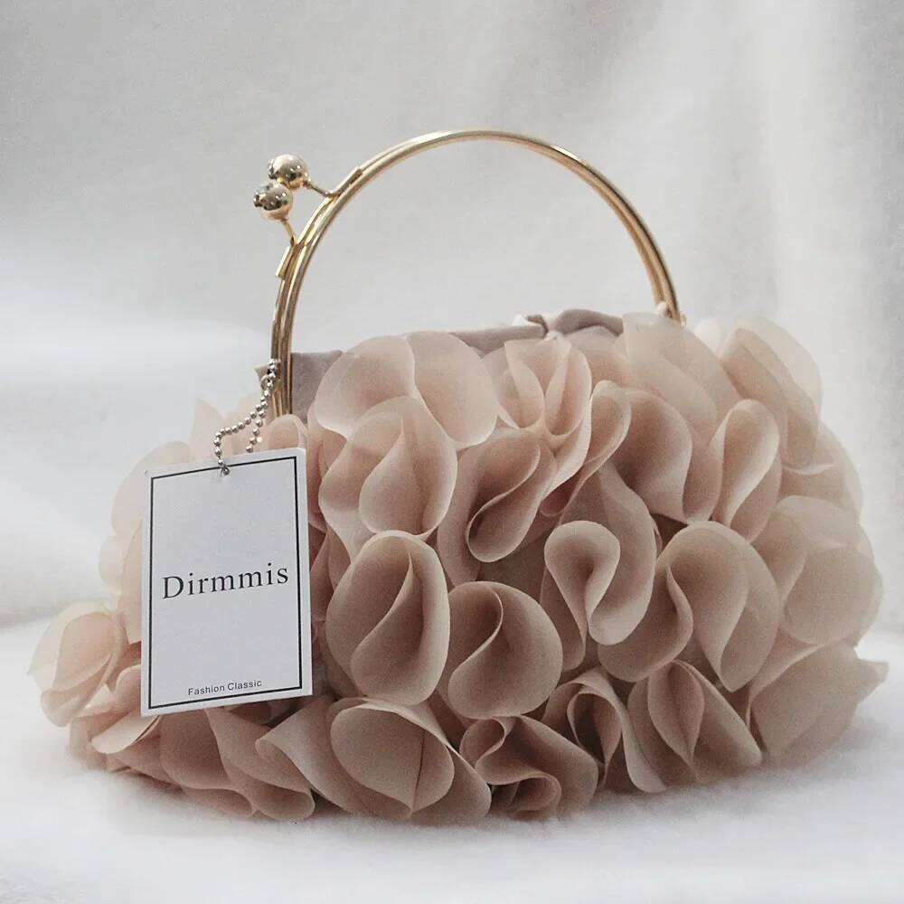 Luxury Satin Floral Bride Party Evening Clutch Women Wedding Purses And Handbags Small Shoulder Chain Designer Bag