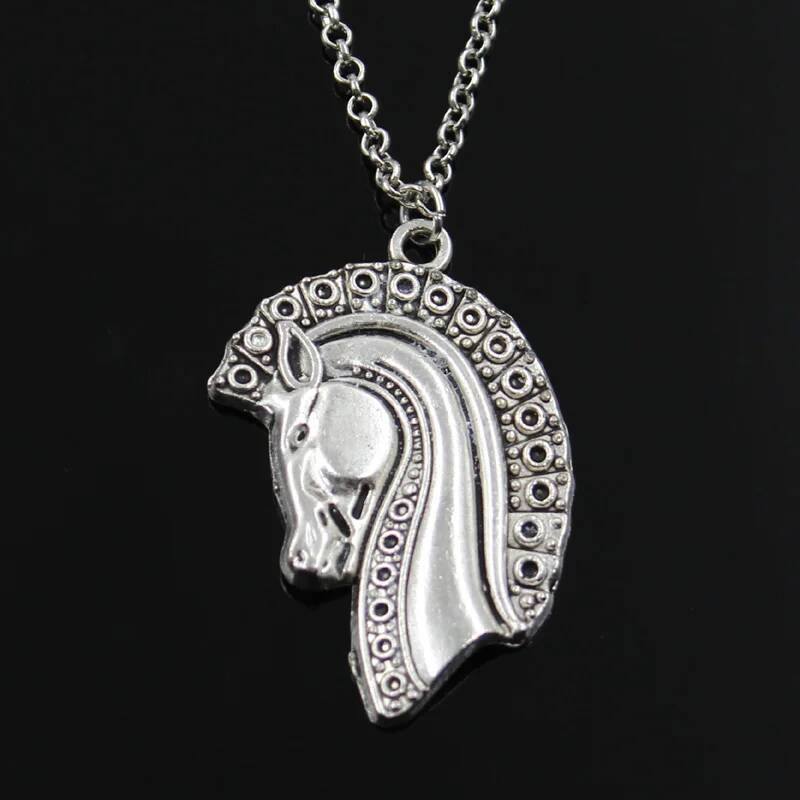 New Fashion Horse Pendants Round Cross Chain Short Long Mens Womens Silver Color Necklace Jewelry Gift