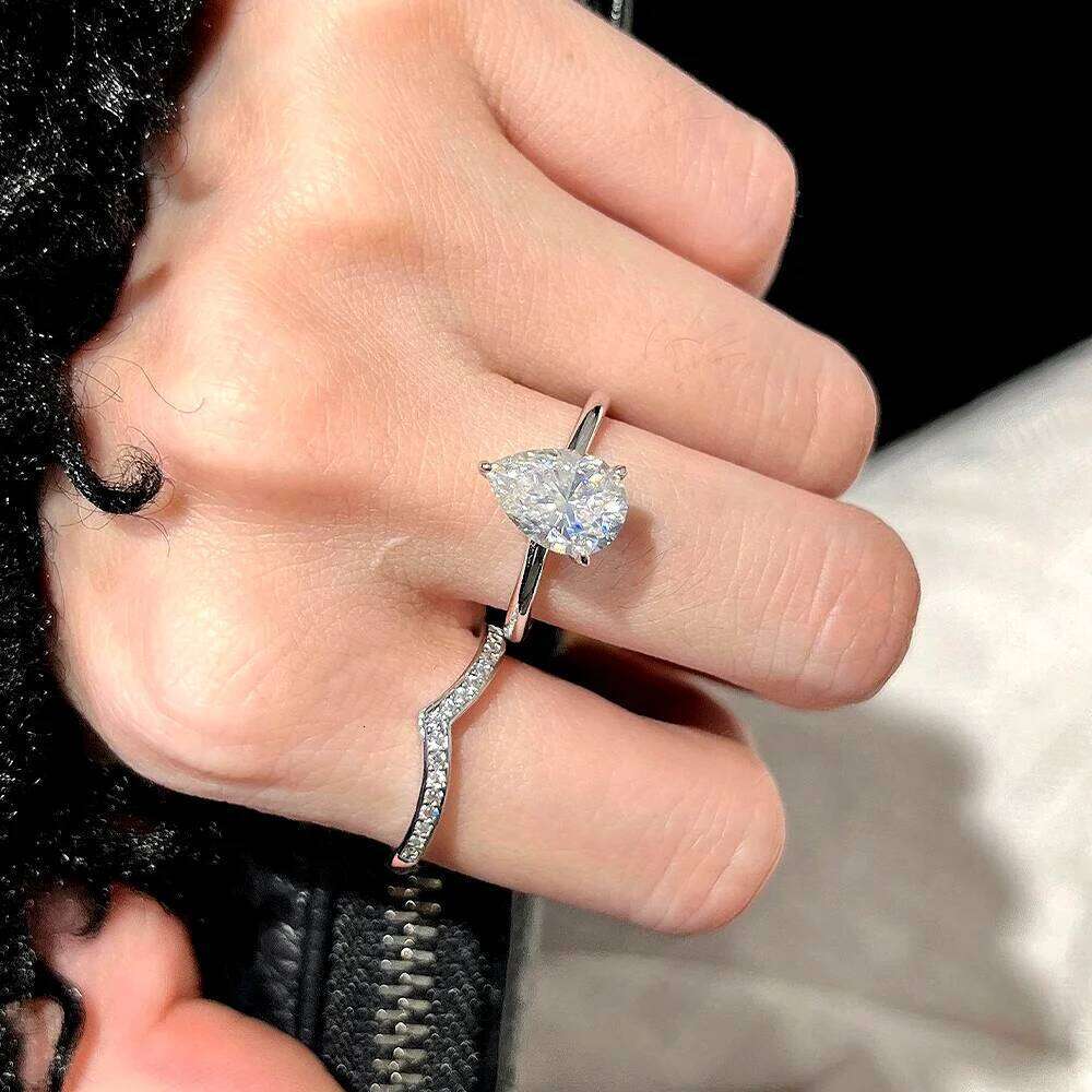 COSYA 1/2/3/4CT Pear Cut D Color Moissanite Rings/Necklace For Women S925 Silver VVS1 Lab Diamond Waterdrop Pendant Jewely Gift XJ260130