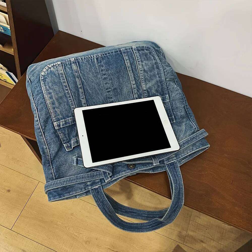 Casual Handbag Large Capacity Denim Tote Fashionable Everything High Appearance Level Shoulder Commuter Underarm Bag Z260130