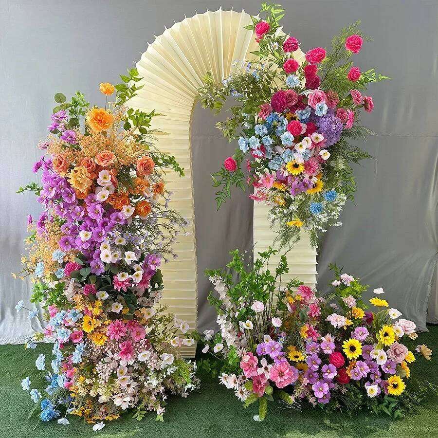 Luxury Rose Babysbreath White Hydrangea 5D Flower Row Wedding Backdrop Arch KT Board Decor Table Runner Sofa Floral Arrangement Y260130