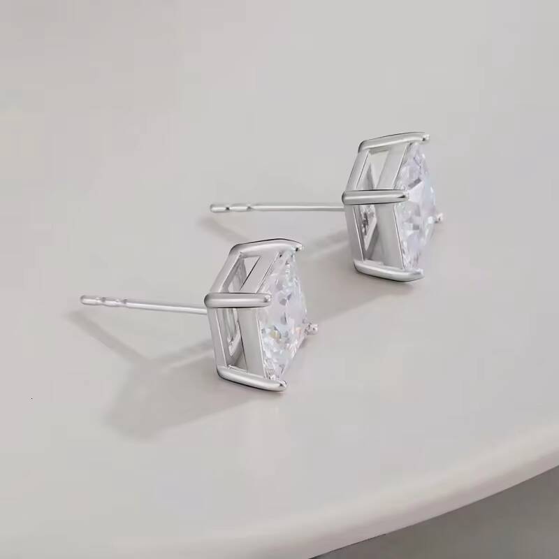 Womens Cute 14K White Gold Lab Grown Diamond Stud Princess Cut 05ct Earrings for Weddings Engagements