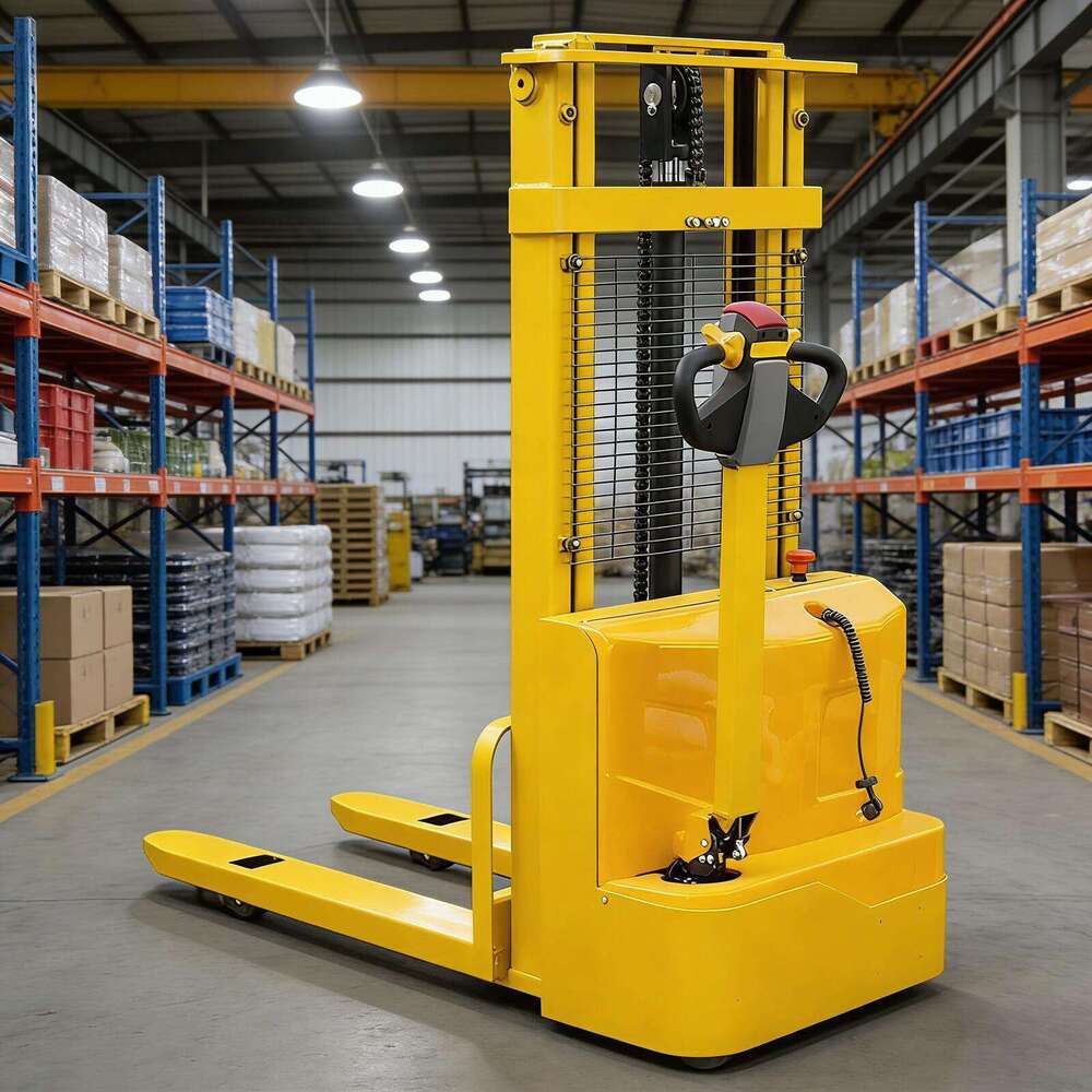 High Speed Electric Stacker with Powerful Lift Motor for Faster Stacking Cycles and Improved Output in High Volume Fulfillment Centers