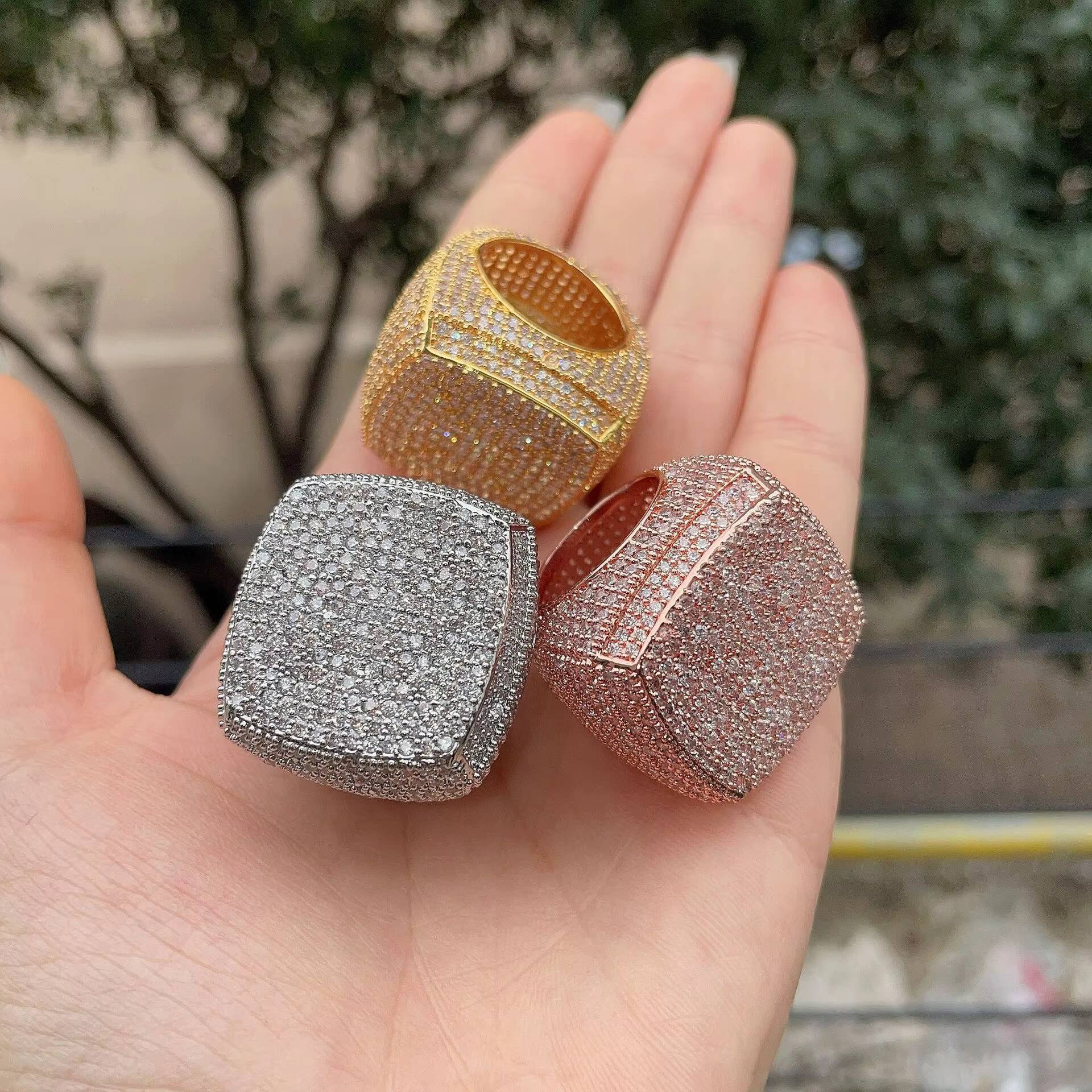 2026 silver Pave Setting vvs moissaniteia Diamonds 10k Gold Plated Men Fully vvs moissanite Champion Rings