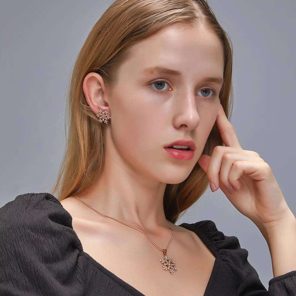 3 Pcs New Snowflake Necklace Earrings For Women Christmas Luxury Jewelry Set Accessories Valentine's Party Gifts 2021