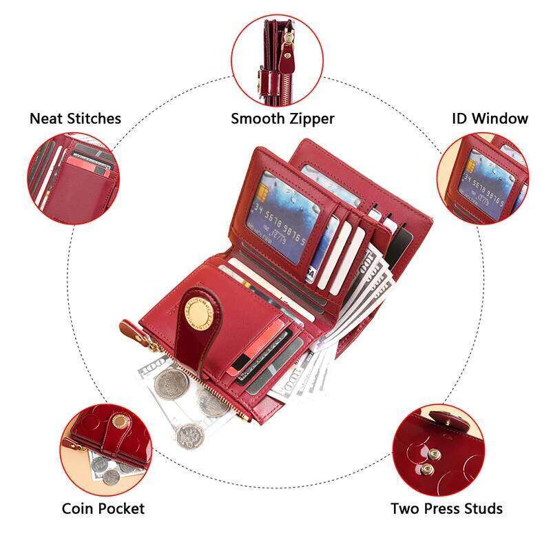 Luxury Wallet for Women Portable Short Bags RFID Blocking Card Holder Purses with Zip Leather Wallets and Handbags Z260130