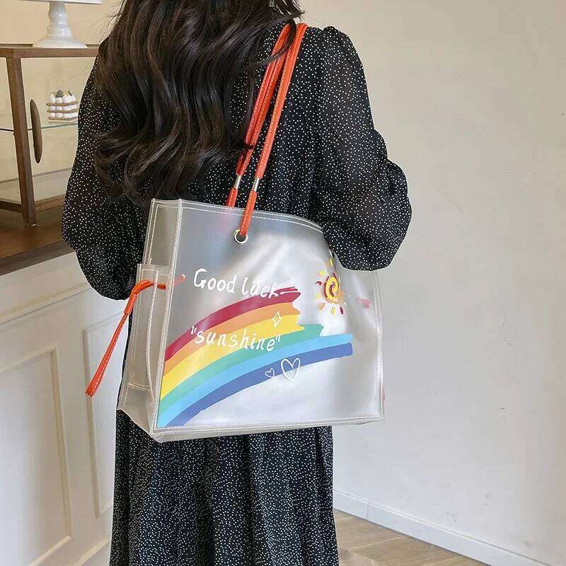 Large Capacity Fashionable PVC Transparent Jelly Sweet Girl Trendy Versatile Tote Bag for Women Z260130