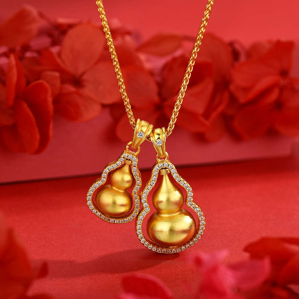 National Wei Xue Same Style Gourd Necklace for Women Rotatable Vajra Pendant Ancient Gold Non-Fading High-End Feel