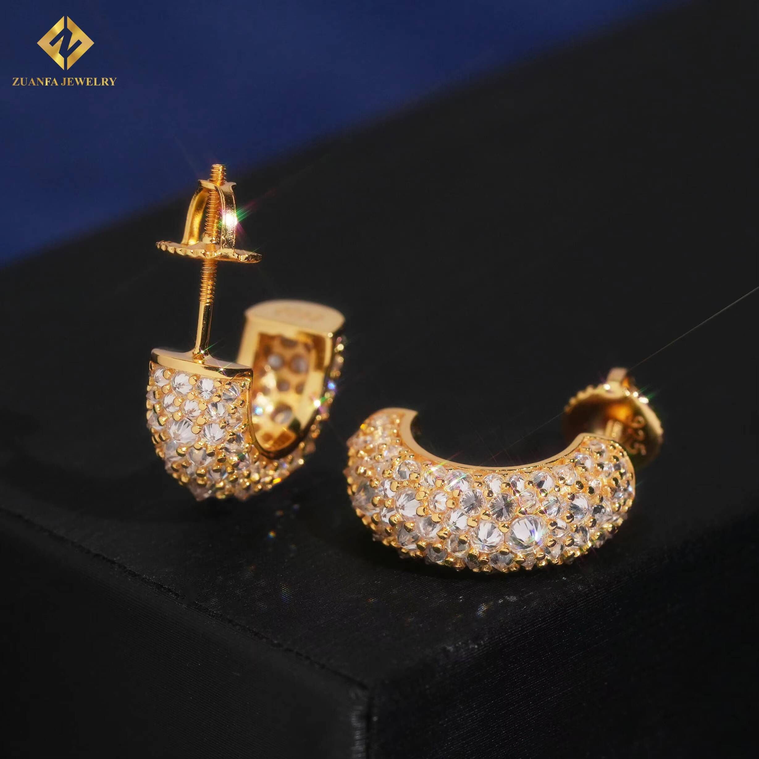 Hot Sale VVS Moissanite Earrings GRA Fine Jewelry 925 Silver Moissanite Stud Earring Mens HipHop Earring Past Diamond Test