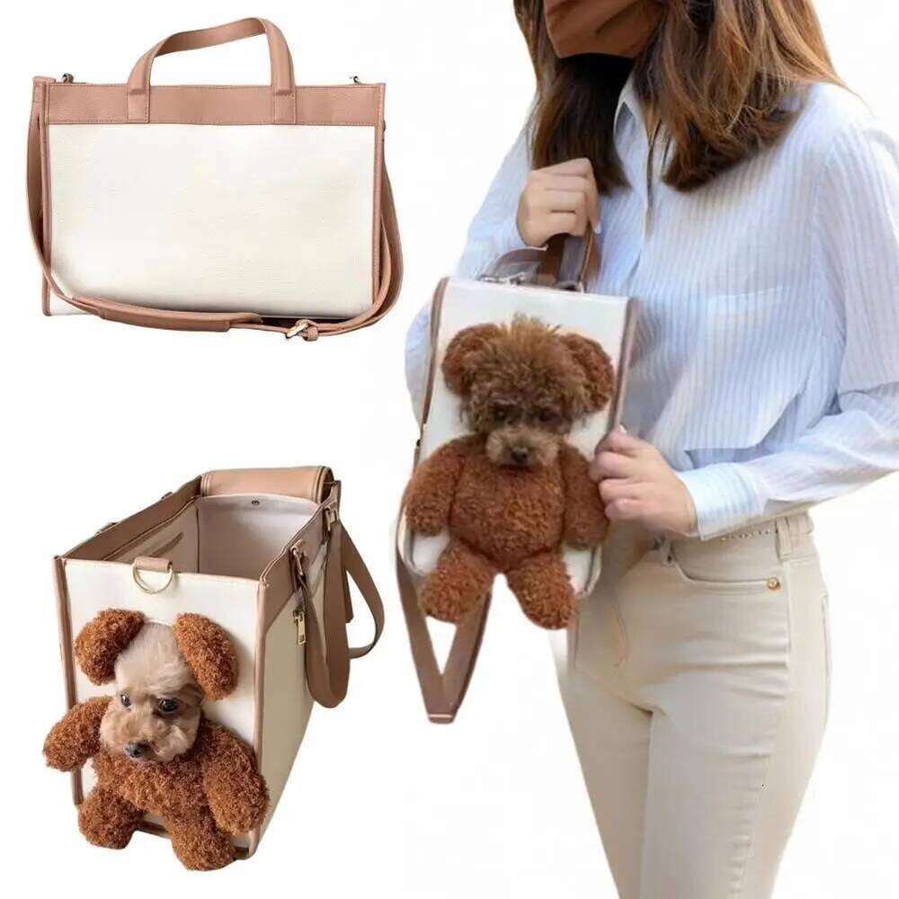 Dog Tote with Leash Clip Peek Window Soft Shoulder Bag Pet Carrier Handbag for Small Dogs or Cats Bichon Poodle Yorkie 26H0130