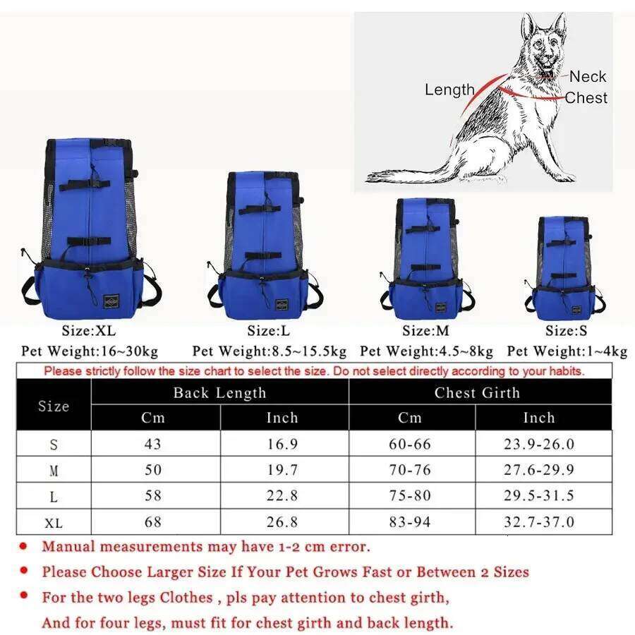 Breathable Backpack Carrier - Durable Adjustable Outdoor Hiking Dog Bag Perfect for Large Golden Retriever & Bulldog 26H0130