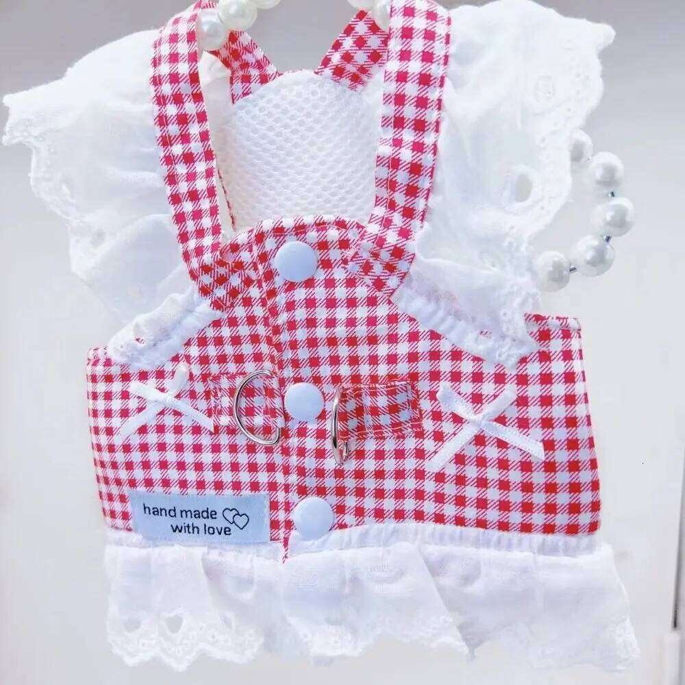 Cotton Pet Suspender Skirt Traction Buckle Breathable Two Leg Dress Clothes Pastoral Style Grid Cat Dog Princess Dresses H260130