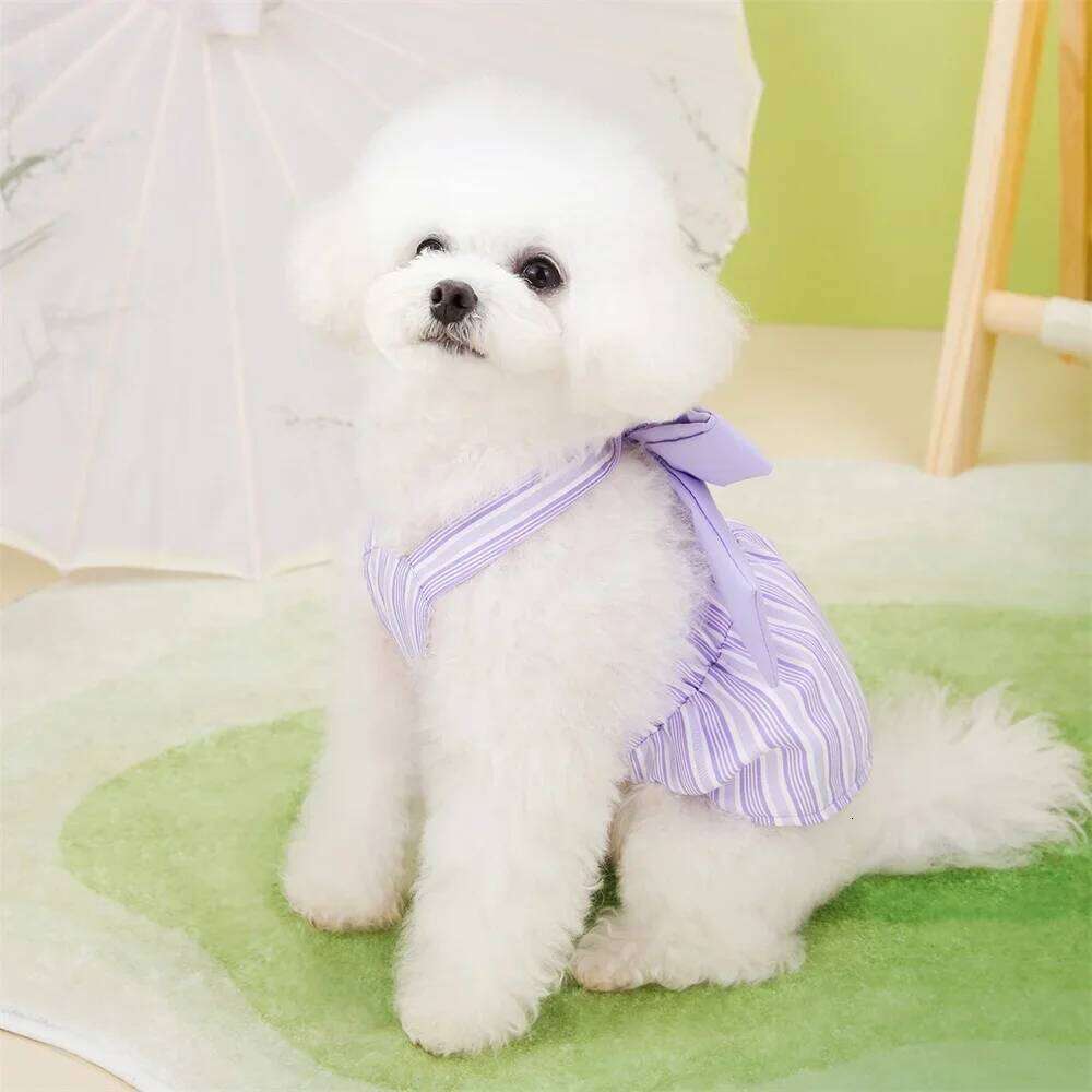 Summer Puppy Striped Suspender Skirt Cute Dress Pet Costume Chihuahua Bichon Yorkie Clothing Dog Vest H260129