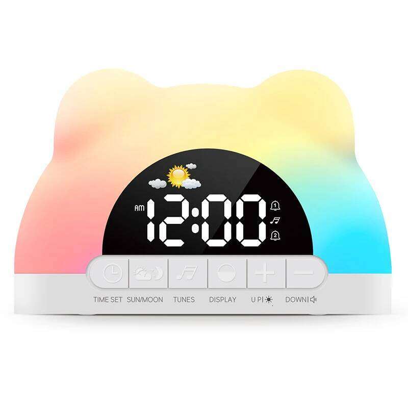Sunrise Simulation LED Desk Lamp Wake-up Alarm Clock Bear Shaped Night Light Mood Lighting for Bedroom Desktop Decor W260130