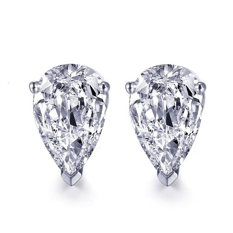 Messi Jewelry 14k Yellow Gold DEF Color Pear Moissanite Stud Earrings