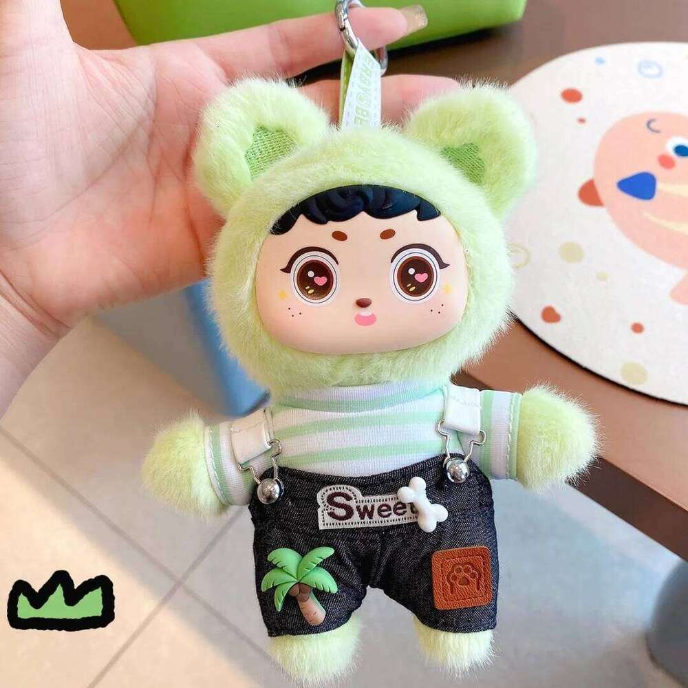 14cm Cartoon Cute Vinyl Stuffed Plush Toys Strap Pants Bear Clothes Can Taken Off Kids Birthday Gifts Hang Bags Y260128