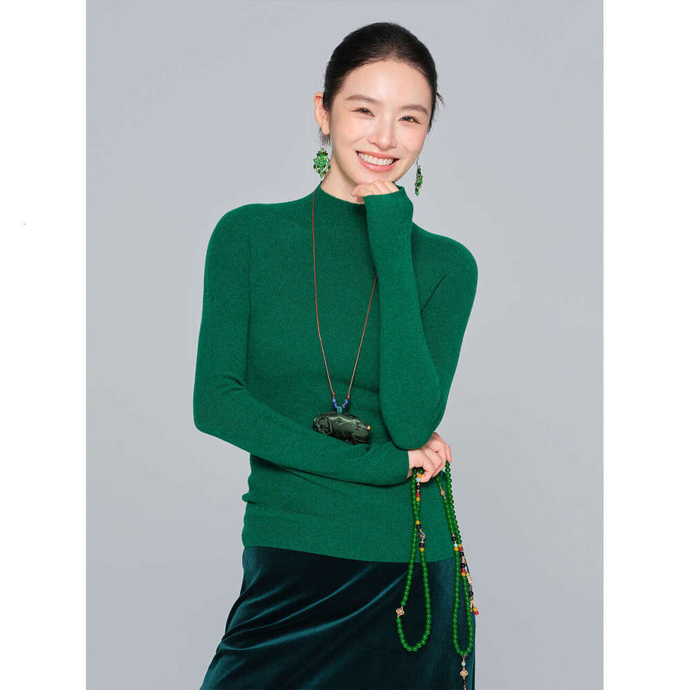 Zhihetang Autumn Winter Basic Versatile Skin-Friendly Half Turtleneck Base Shirt Women's Wool Knitted Inner Wear LEEGO LENS