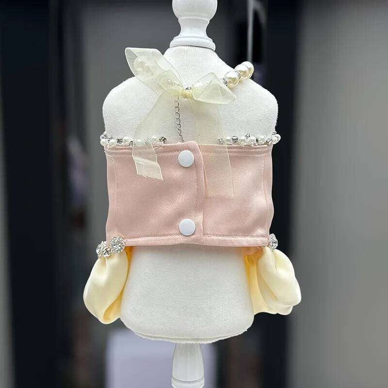 Small Clothes Thin Puppy Dress Luxury Cool Breathable Silk Feel Princess Dog Clothing chihuahua Pomeranian Apparel Costume H260130