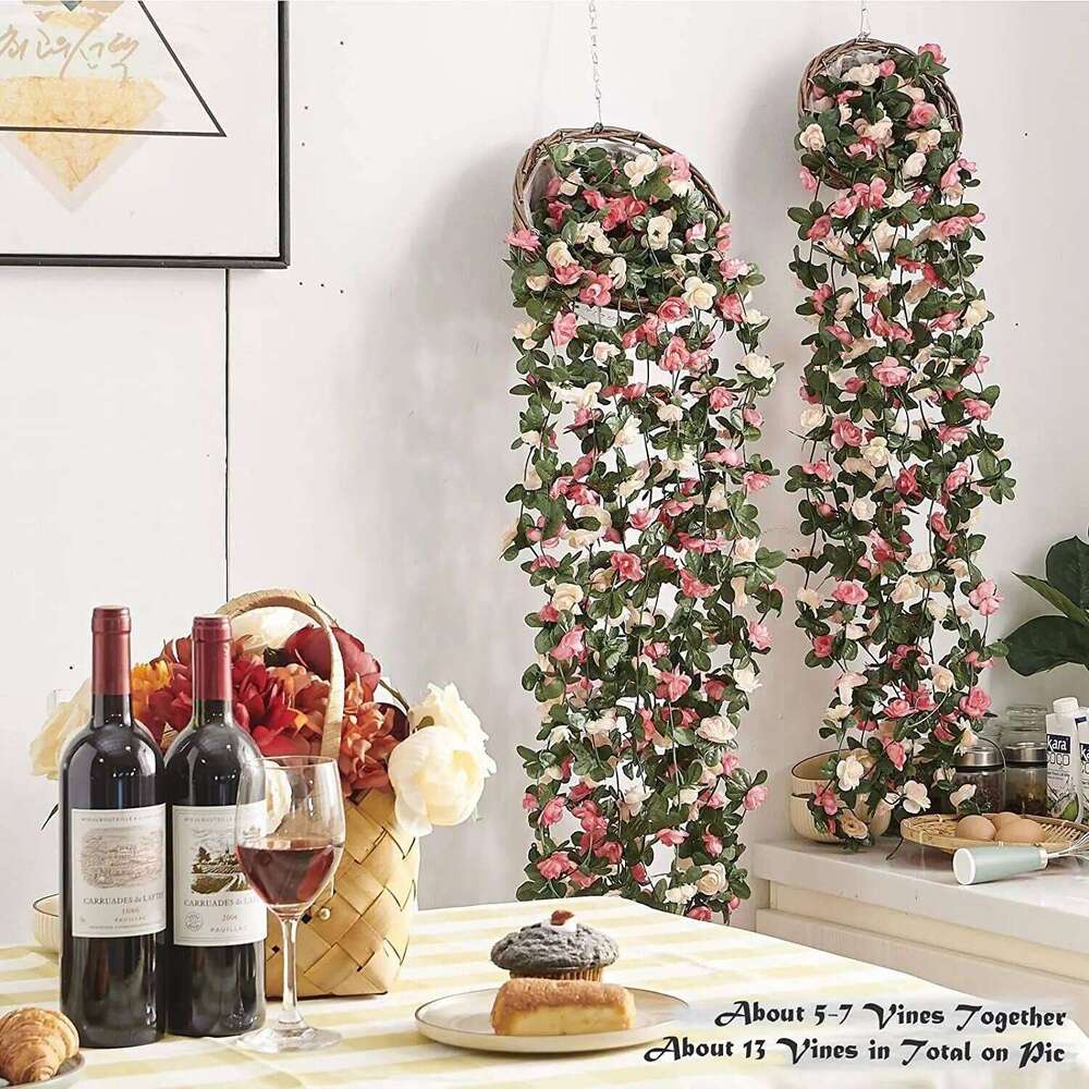 1pc 2m Rose Artificial Flower Hanging Garland for Wedding Home Decoration Spring Autumn Garden Arch Decor DIY Fake Flowers Vine Y260130