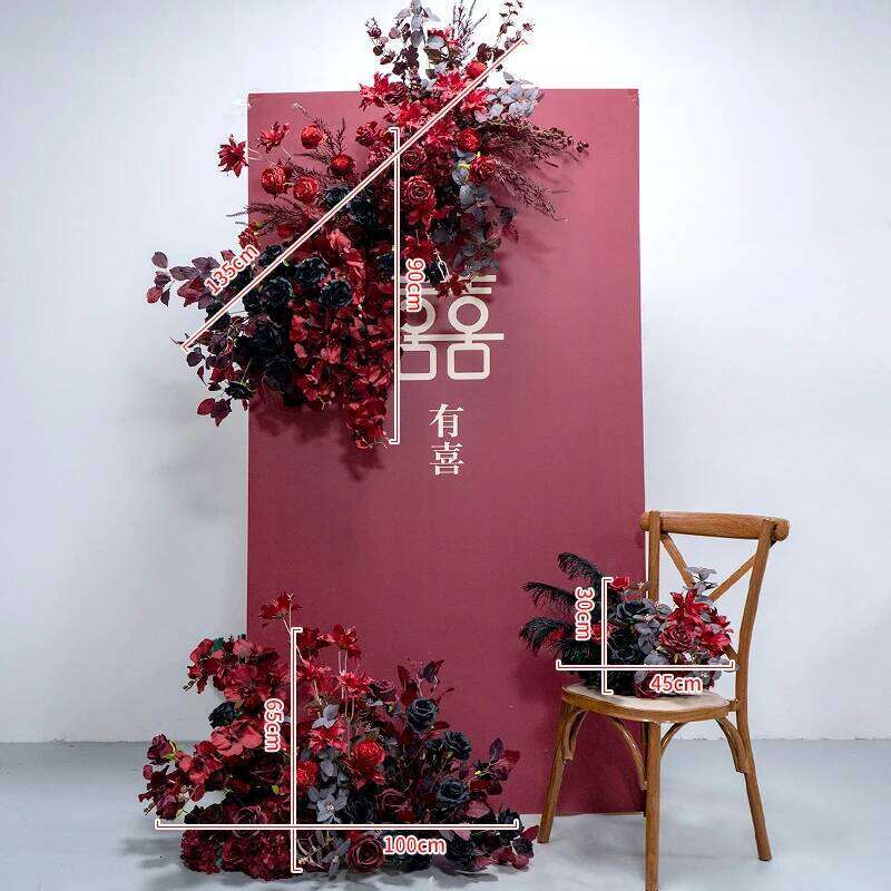 New Red Rose Peony Artificial Hanging Row Wedding Arch Backdrop Decor Corner Flower Road Lead Floral Party Stage Props W260130