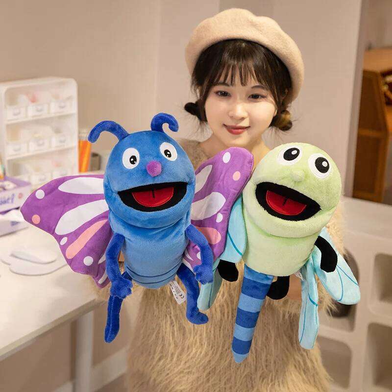 30cm Kid Plush Insects Animal Caterpillar Ladybug Hand Puppets Doll Family Storytelling Role-playing Finger Toy Y260128
