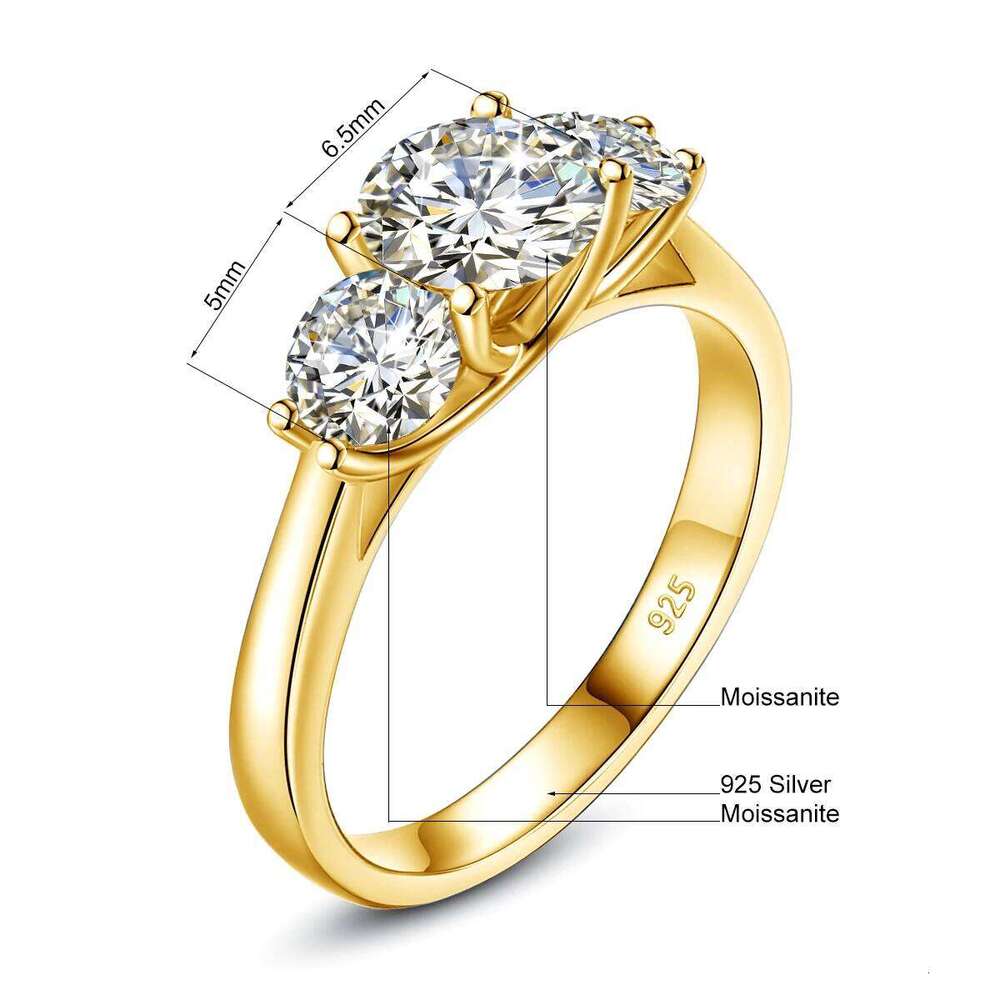 Yellow Gold Moissanite Rings for Women Total Is 2ct D Color VVS1Eternity Engagement Jewelry With Certificate Original Trend Gift XJ260130