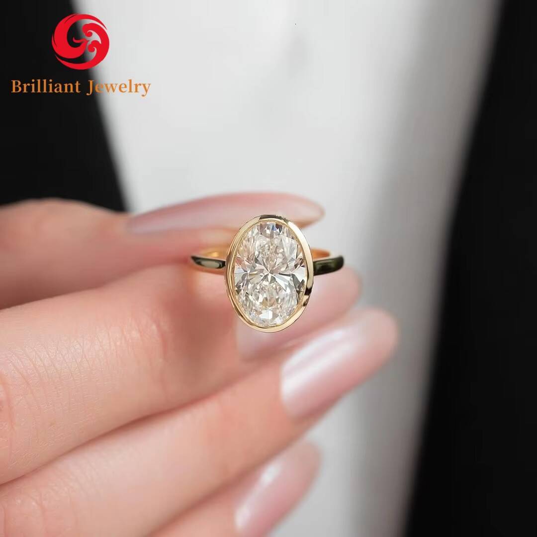 Customized 18k Solid Gold Oval Cut IGI Lab Grown Diamond Ring 1ct 2ct 3ct 5ct D VVS Oval Crushed Iced Cut Lab Grown Diamond Ring