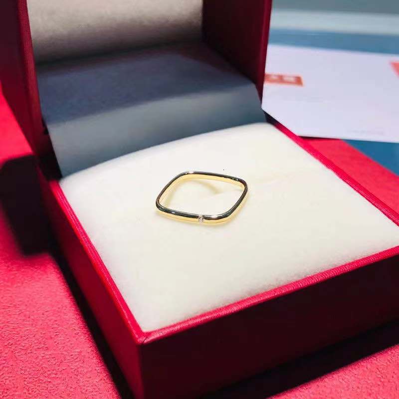 Fashion New Square Diamond Inlaid with Diamonds Xiaohongshu Douyin Internet Celebrity Tail Ring Direct Supply from Manufacturer