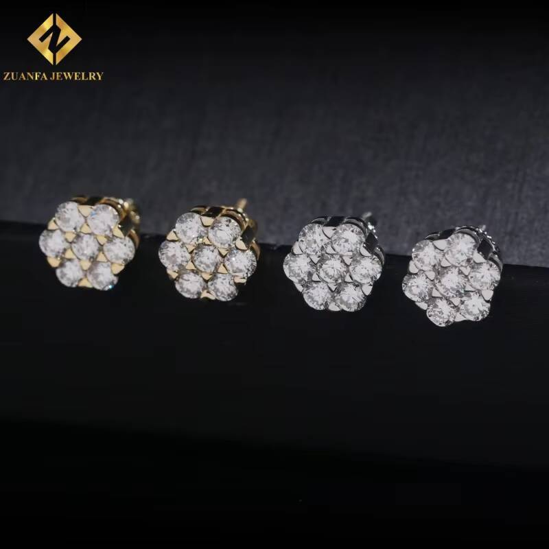 Hot Sale Classic Diamond Earrings for Women Solid Gold Hip Hop Style VVS 6mm 65mm 95mm 10mm 105mm Men Past Diamond Test GRA