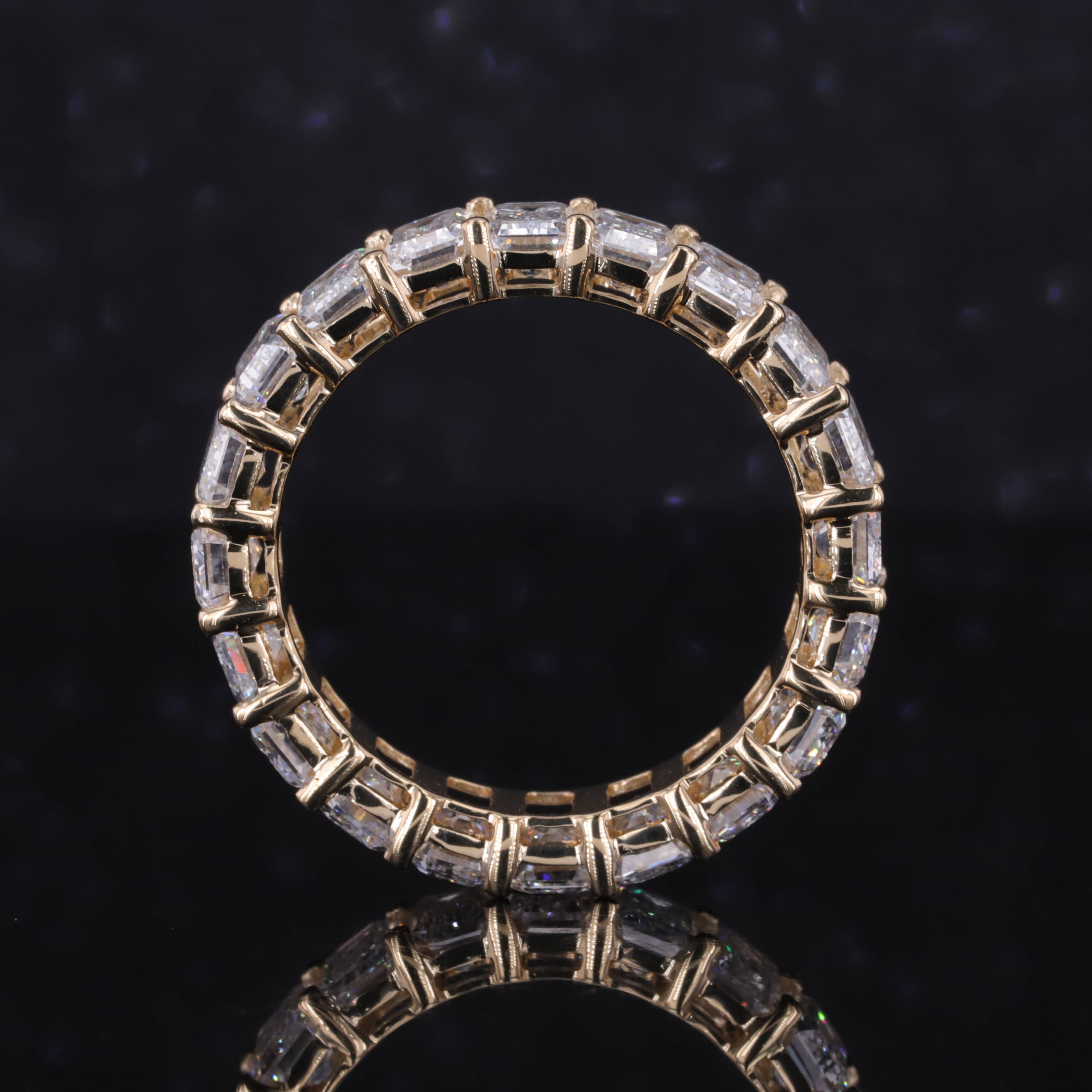 CVD HPHT Diamond Ring 18k Lab Diamond Ring Stone Jewellery Wedding Band Emerald Cut Cultured Diamond Eternity Band