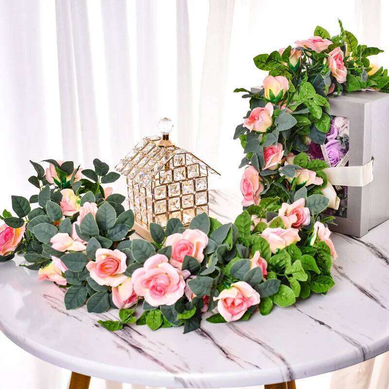 Artificial Rose 16 Head Flowers Length 220cm False Green Plant Family Wedding Party Arch Decoration Flower Vine W260130