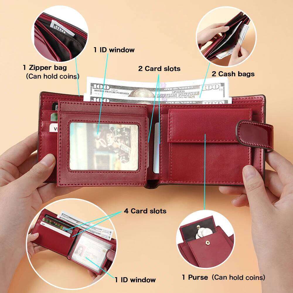 Fashion women's wallets Patent leather RFID Blocking Card Holder Purses for Women Short Bifold Wallet with Coins Pocket Handbags Z260130