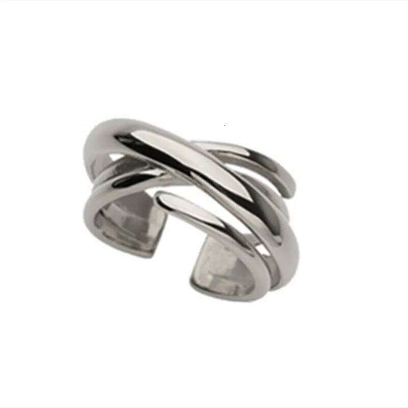 New Fashion Hipster Multi-layer Irregular 925 Sterling Silver Jewelry Simple Smooth Winding Personality Opening Rings R099 XJ260130