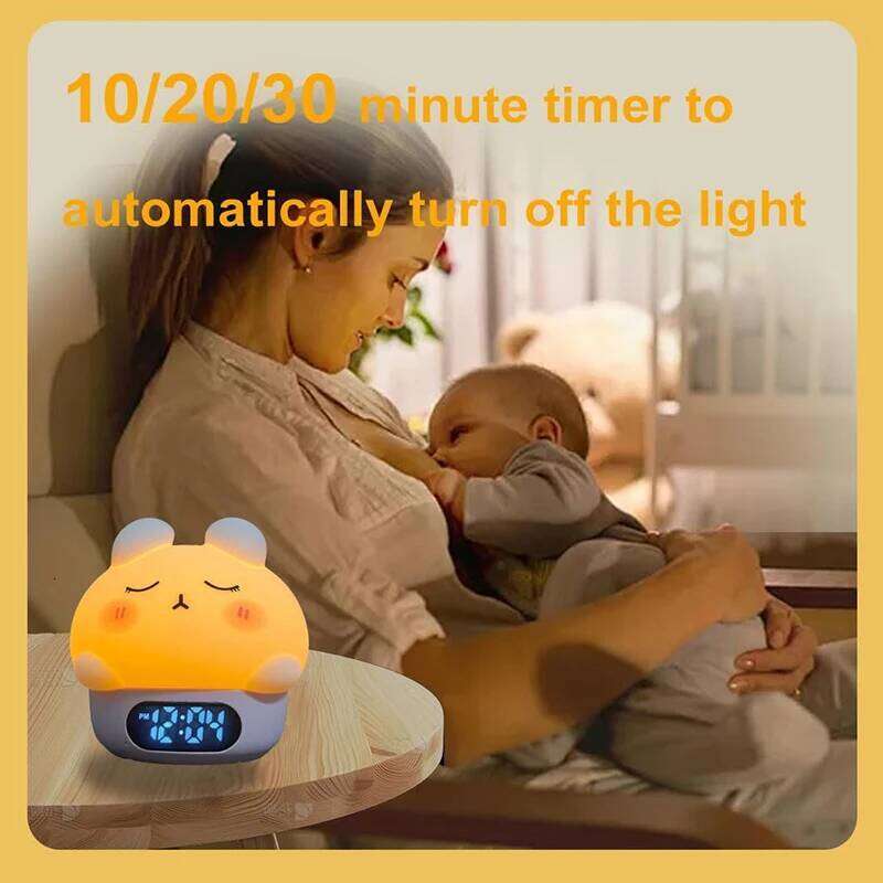 Alarm Clock with Light Cute Bunny Temperature Display Rechargeable Dimmable Night Lamp for Kids Desktop Decor W260130