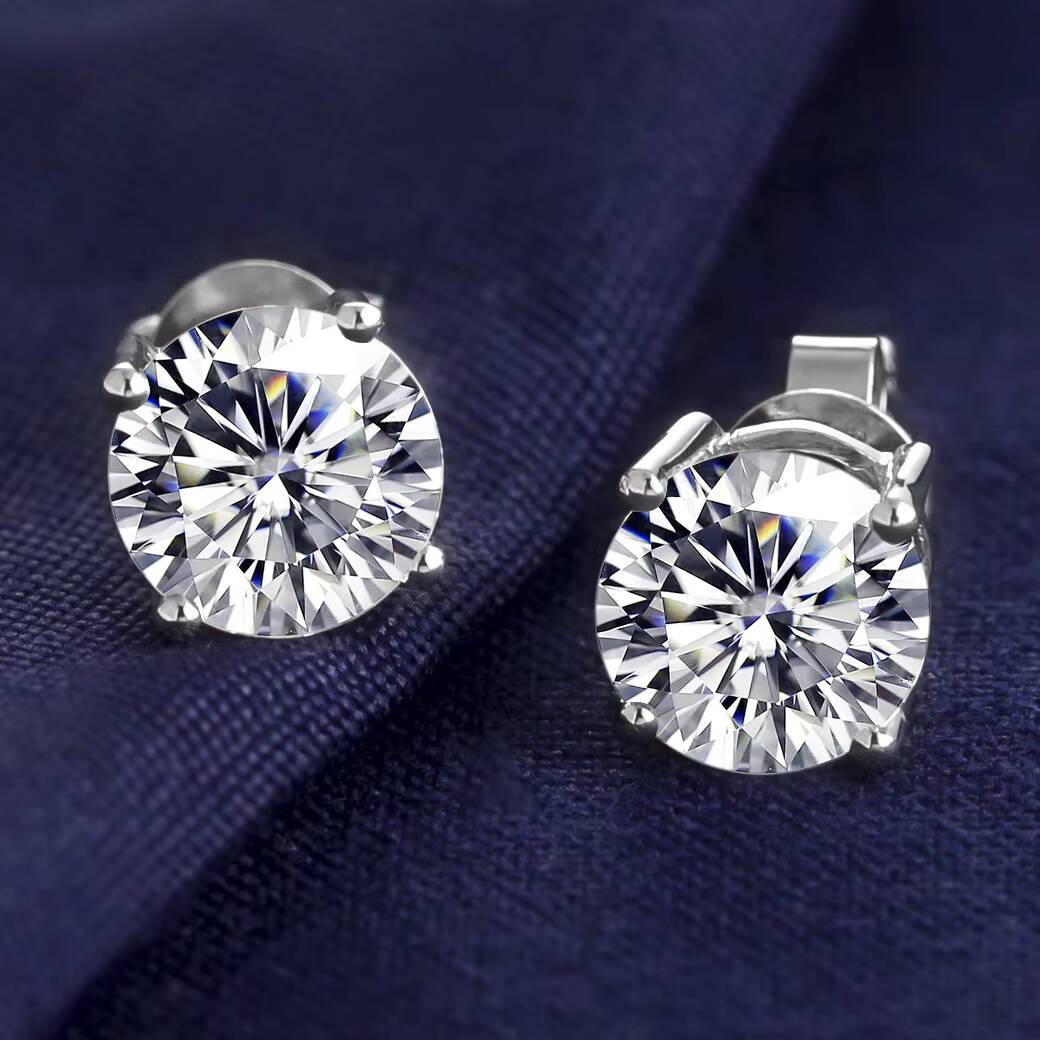 Messi Jewelry MS-282 Woman Fashion Jewelry 18k 14k White Gold Diamond Stud Earrings