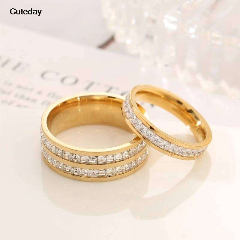 Shine Silver and Gold Color Round Inlaid White Zircon Ring for Women Men Engagement Wedding Jewelry Gift XJ260130