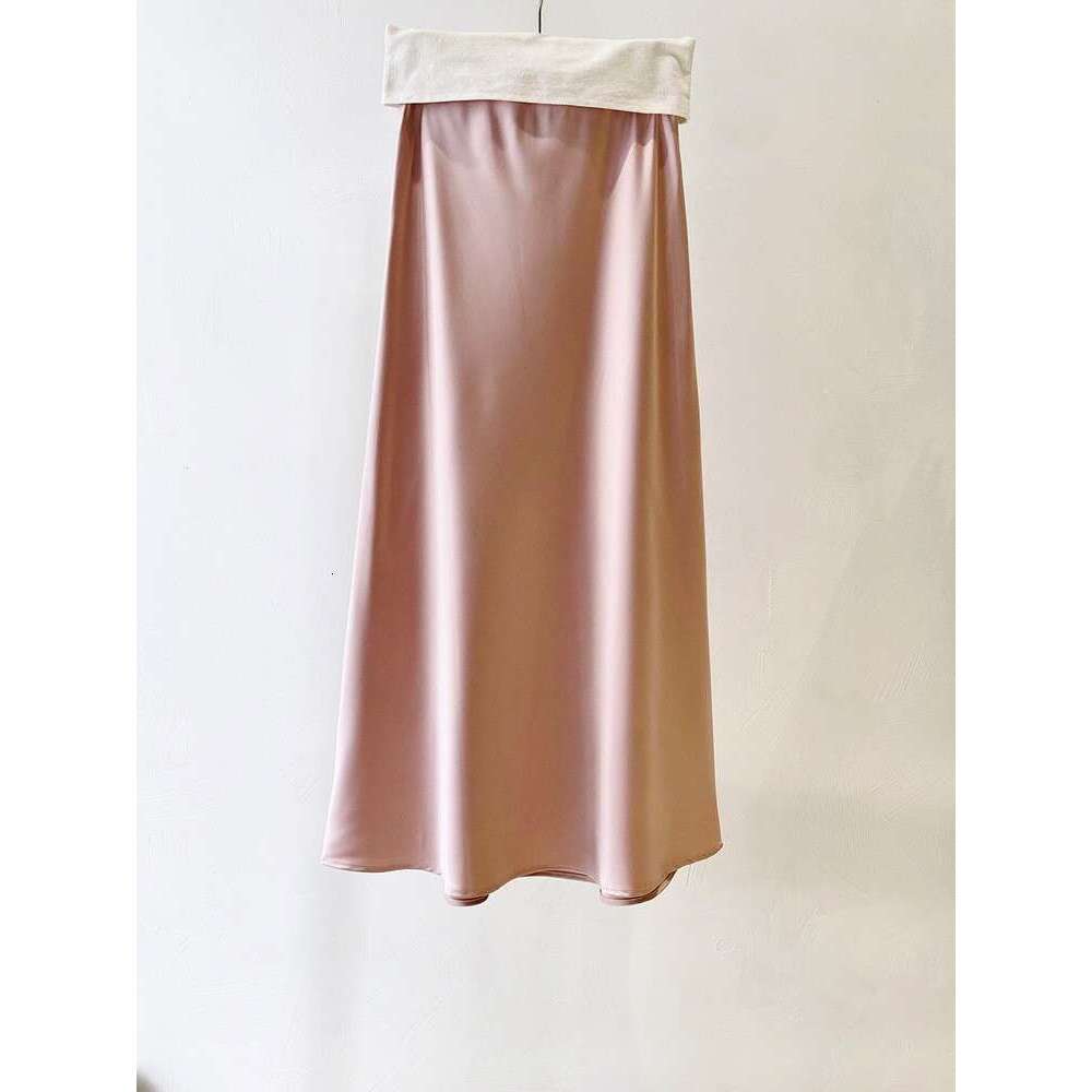 Zhihetang High Waist Satin Acetate Spring Bodycon Mermaid A-Line Long Skirt Ice Cream LEEGO LENS