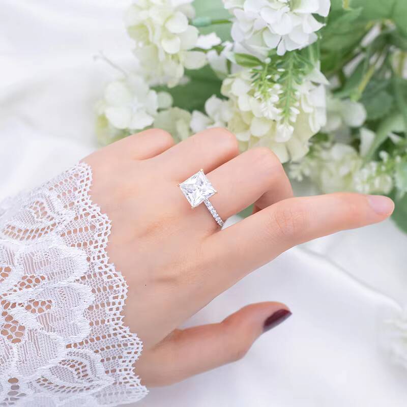 Messi Gems MSR-736 18K White Gold IGI 5CT D VS1 Princess Cut Jewelry Lab Grown Diamond Ring