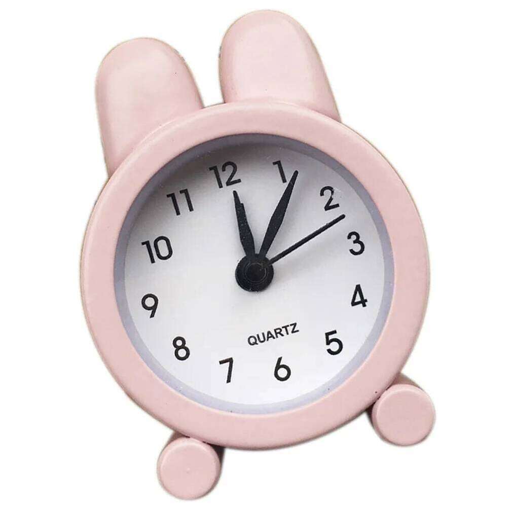 1pc Rabbit Ear Alarm Pink Metal Desktop Decor Home Dorm Simple Silent Wake-Up Device Bedside Clock For Students W260130