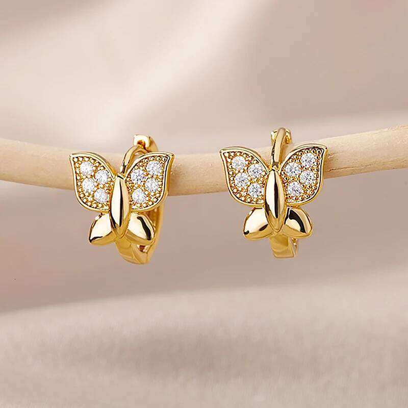 Butterfly For Women Girls Modern Gold Color Stainless Steel Earrings 2026 Trend New in Wedding Aesthetic Jewelry Femme