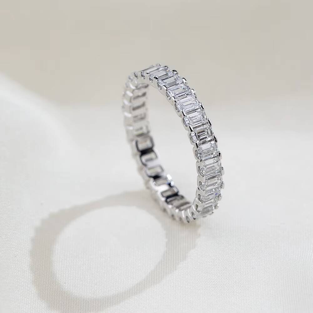 Ready to Ship MSR-1240 Trendy Design PT950 Eternity Ring Baguette Cut Lab Grown Diamond Ring