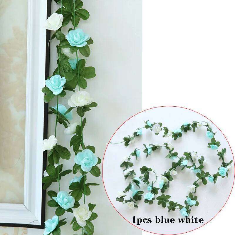 1pc 2m Rose Artificial Flower Garland White for Wedding Home Decoration Spring Autumn Garden Arch Decor DIY Fake Flowers Vine Y260130