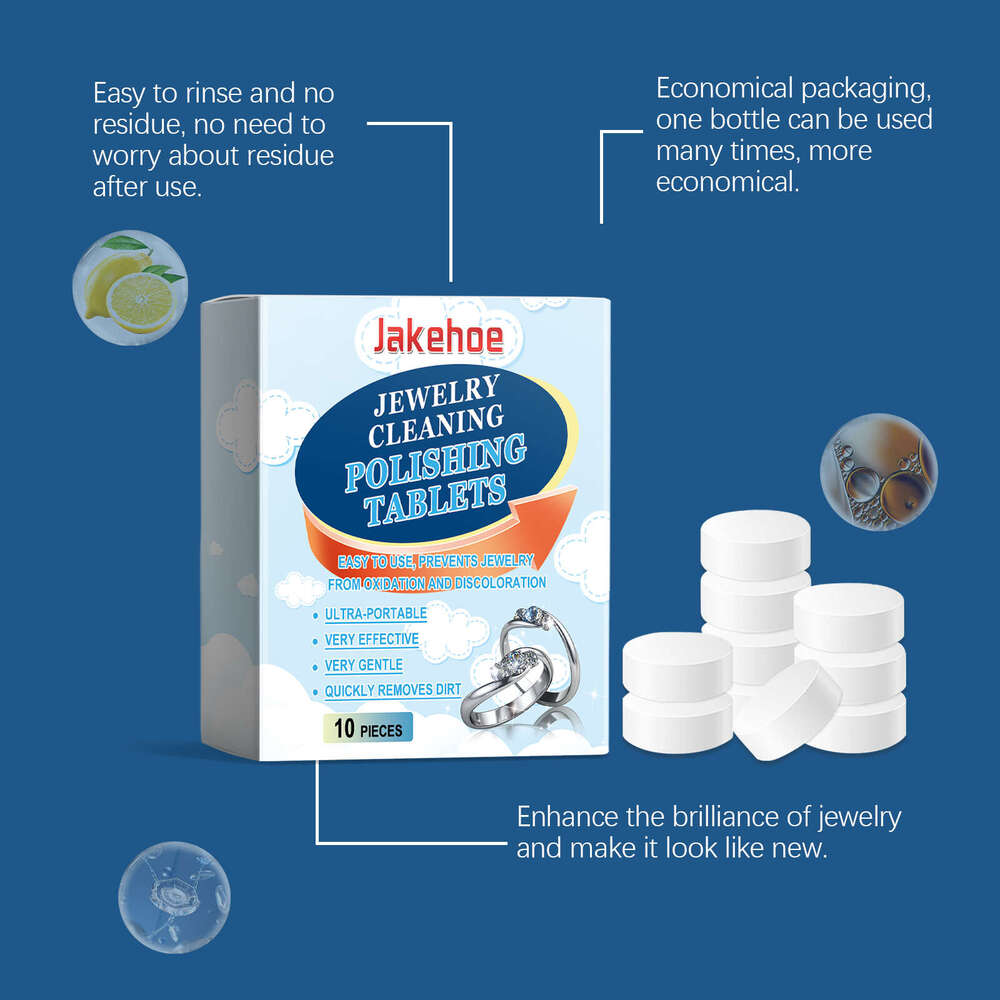 Jakehoe Effervescent Jewelry Stain Removal Maintenance Cleaning Tablets for Rings and Bracelets S260130