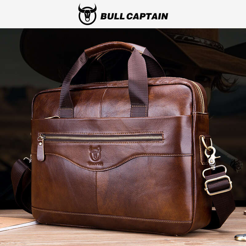 Luxury Hobo Captain Leather Laptop briefcase Men's leather shoulder crossbody bag Head layer cowhide Business and official bag SENYY