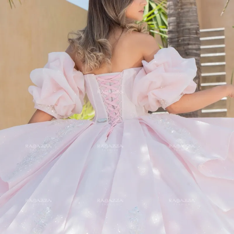 Little Bear Dress Princess Sweet 16 Dress Quinceanera Dresses Applique Flower Beading Crystal Corset Tull Party Birthday Vestidos 15 De Anos