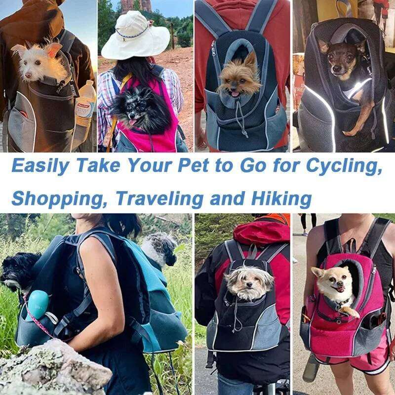 New Double Shoulder Portable Travel Outdoor Carrier Pet Dog Front Bag Mesh Backpack 26H0128
